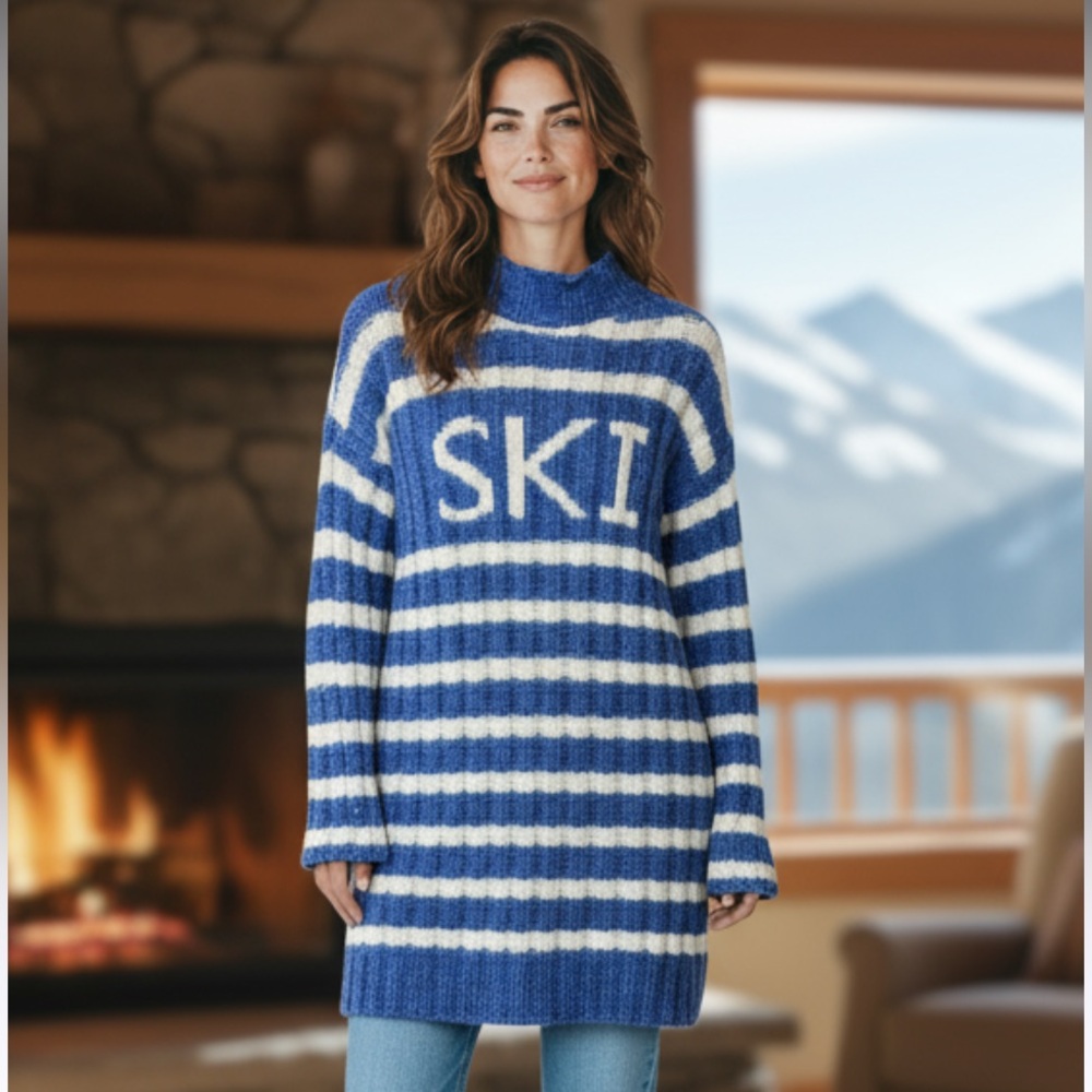 Freshman Blue and White Striped Long Sleeve Dress